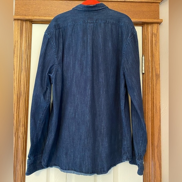 Old Navy Mens Denim Long Sleeve Shirt Slim Fit Sz XXL Blue Button Front - Picture 2 of 4
